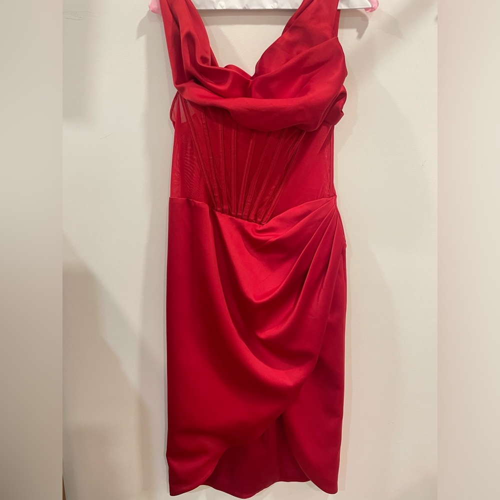 House of CB Red Lulu Midi Dress Size L+